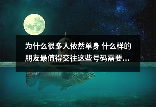 为什么很多人依然单身 什么样的朋友最值得交往这些号码需要注意