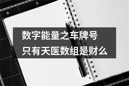 数字能量之车牌号 只有天医数组是财么